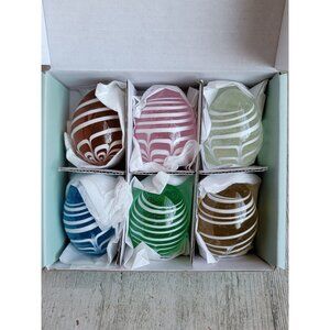 Williams Sonoma glass swirl colorful egg Easter home decor set unique